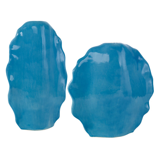 Uttermost 18051 Ruffled Feathers Blue Vases, S/2