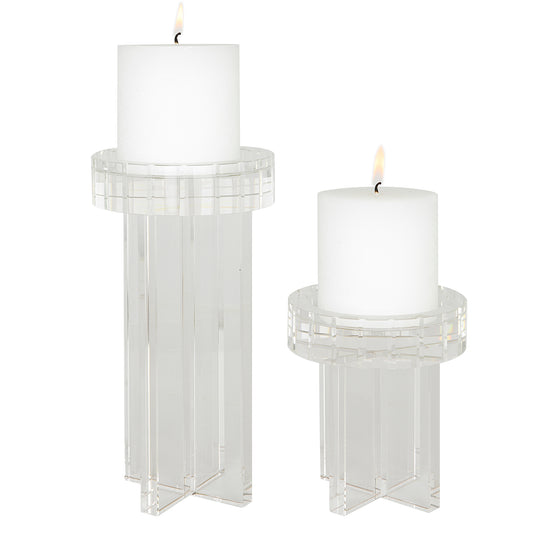 Uttermost 18054 Crystal Pillar Candleholders, Set/2