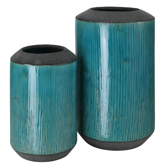 Uttermost 18064 Maui Aqua Blue Vases, S/2