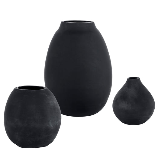 Uttermost 18068 Hearth Matte Black Vases, Set/3
