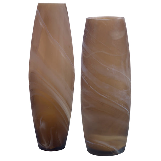 Uttermost 18069 Delicate Swirl Caramel Glass Vases, Set/2