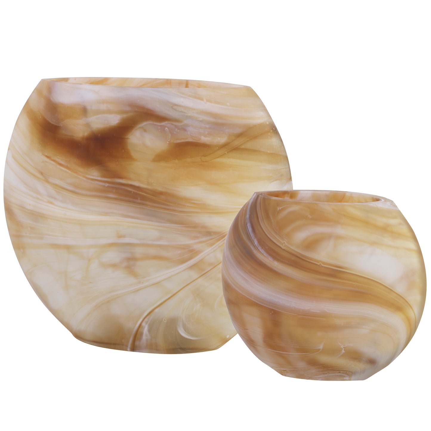 Uttermost 18070 Fusion Swirled Caramel & Ivory Vases, Set/2
