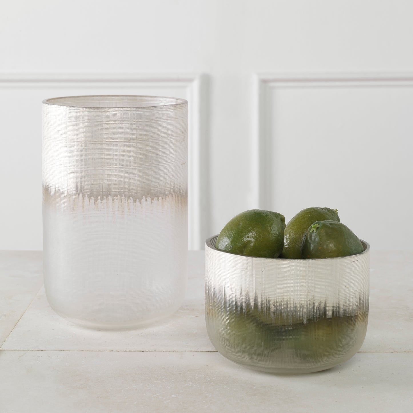 Uttermost 18071 Frost Silver Drip Glass Vases, Set/2
