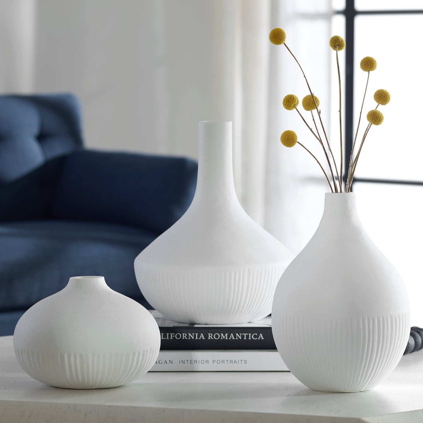 Uttermost 18072 Apothecary Satin White Vases, Set/3