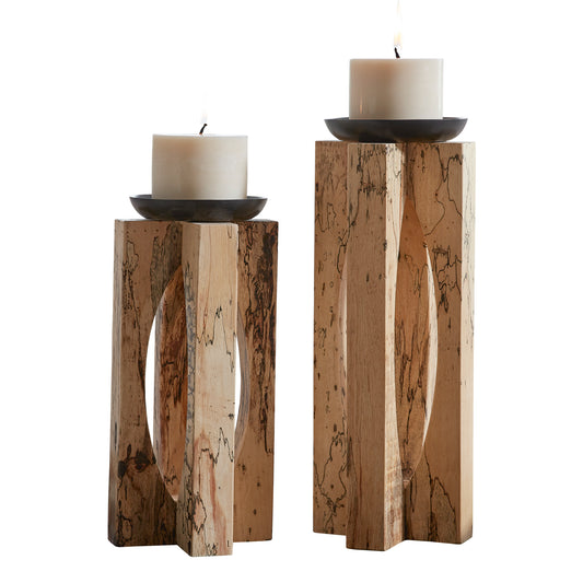 Uttermost 18074 Ilva Wood Candleholders Set/2