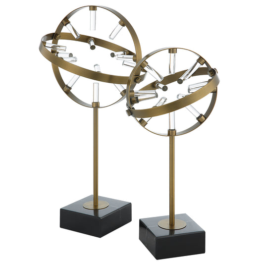 Uttermost 18087 Realm Spherical Brass Sculptures, Set Of 2
