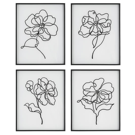 Uttermost 41430 Bloom Black White Framed Prints, S/4
