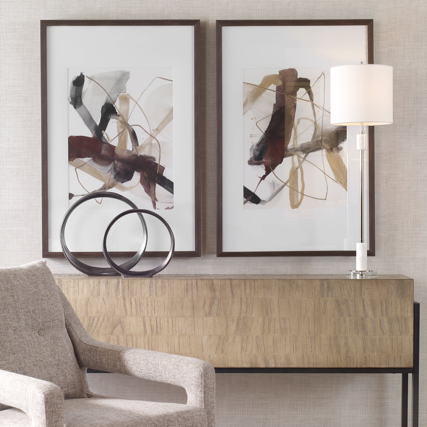 Uttermost 41440 Burgundy Interjection Abstract Prints, Set/2