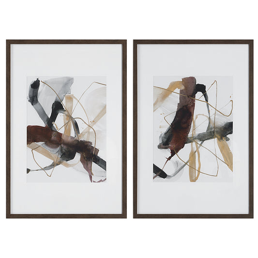 Uttermost 41440 Burgundy Interjection Abstract Prints, Set/2