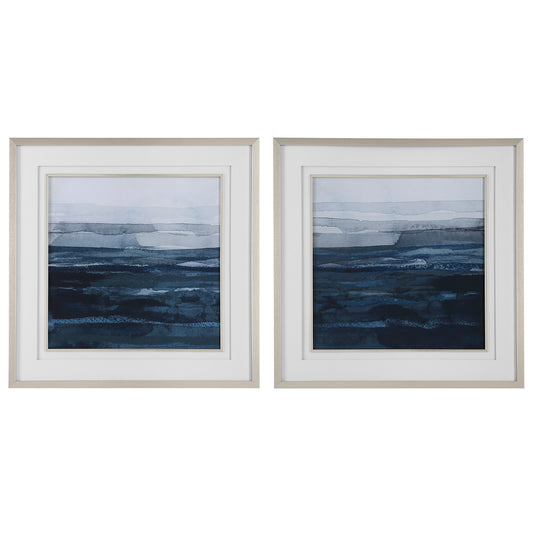 Uttermost 32270 Rising Blue Abstract Framed Prints, Set/2