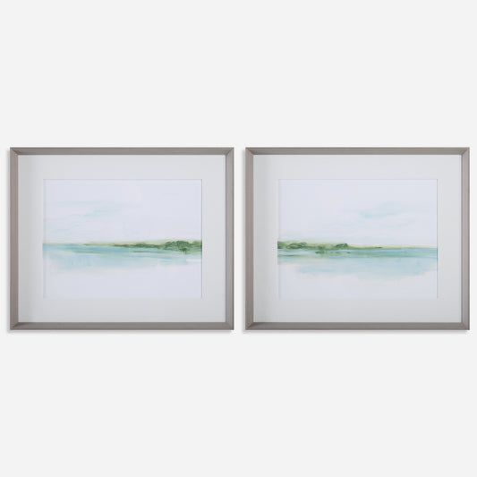 Uttermost 32269 Green Ribbon Coast Framed Prints Set/2