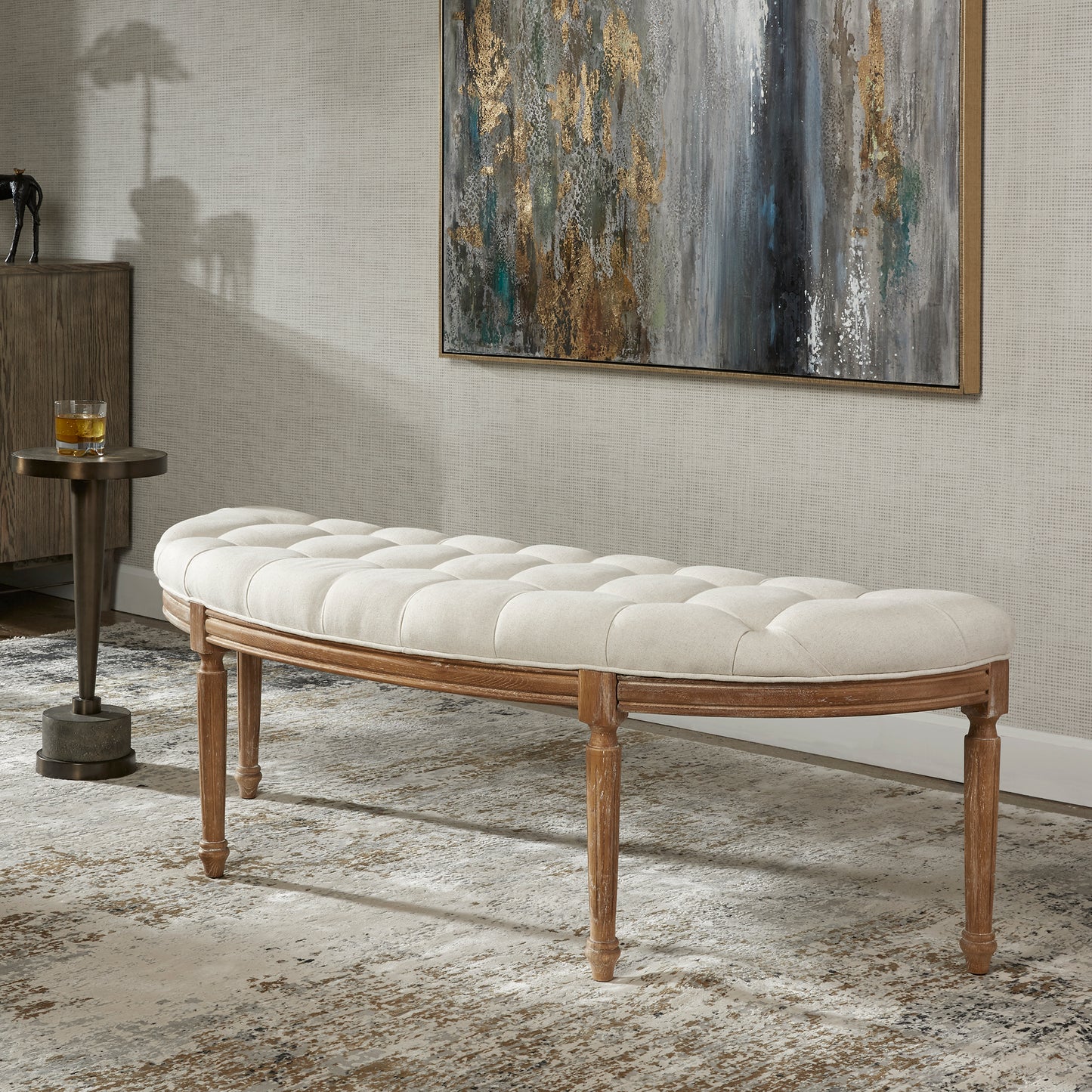 Uttermost 23196 Leggett Tufted White Bench