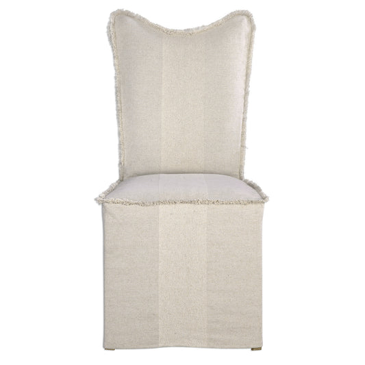 Uttermost 23311-2 Lenore Armless Chairs, Flax, Set Of 2