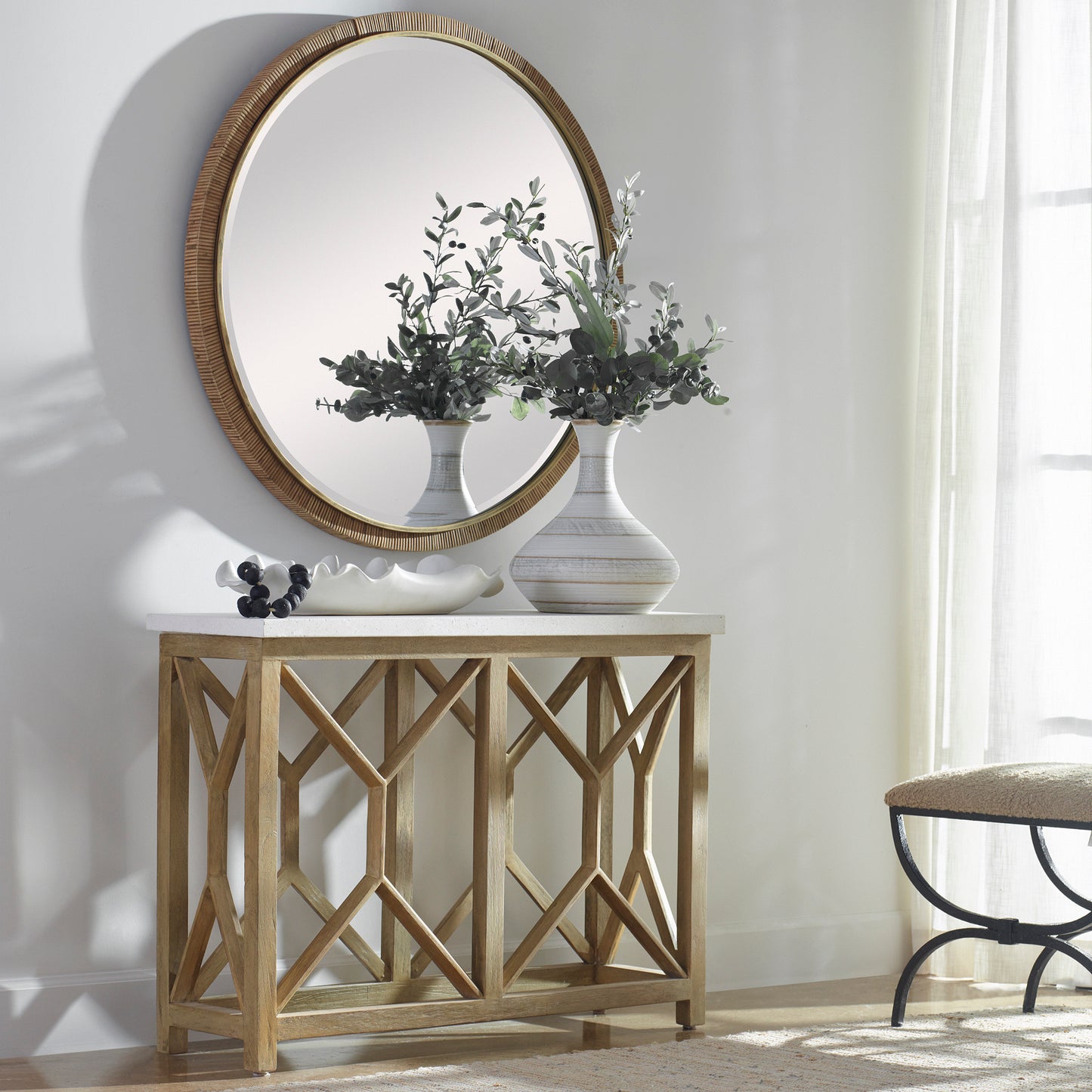 Uttermost 25811 Catali Ivory Stone Console Table
