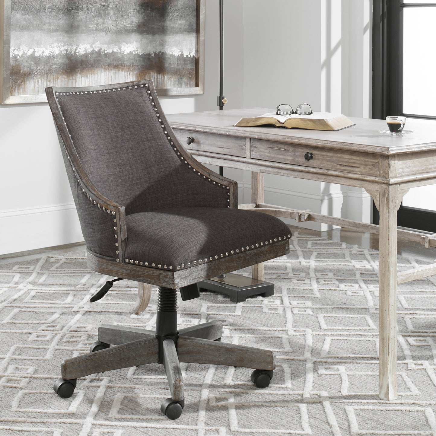 Uttermost 23431 Aidrian Charcoal Desk Chair