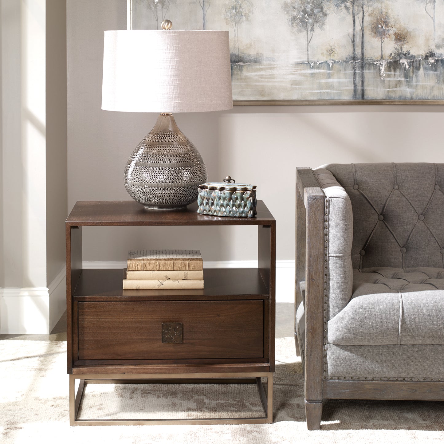 Uttermost 25318 Bexley Walnut Side Table