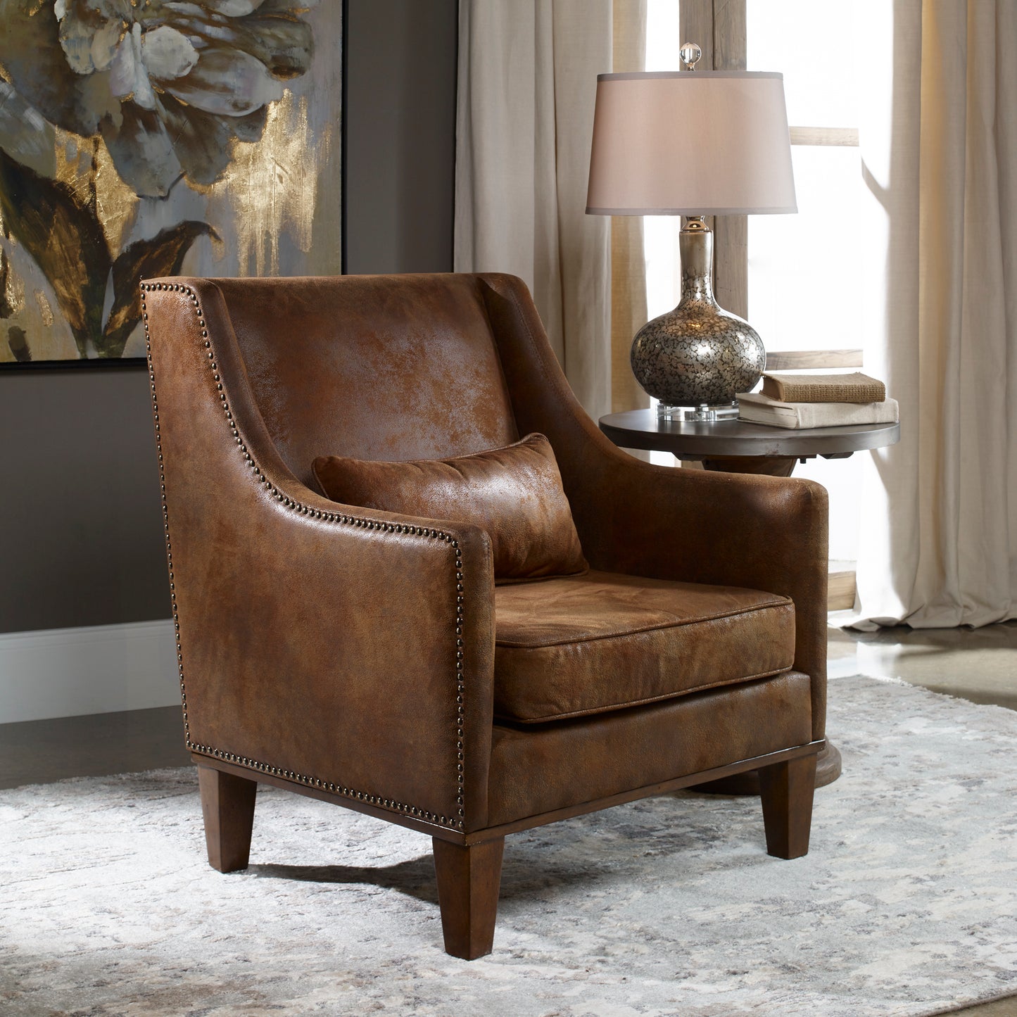 Uttermost 23030 Clay Leather Armchair