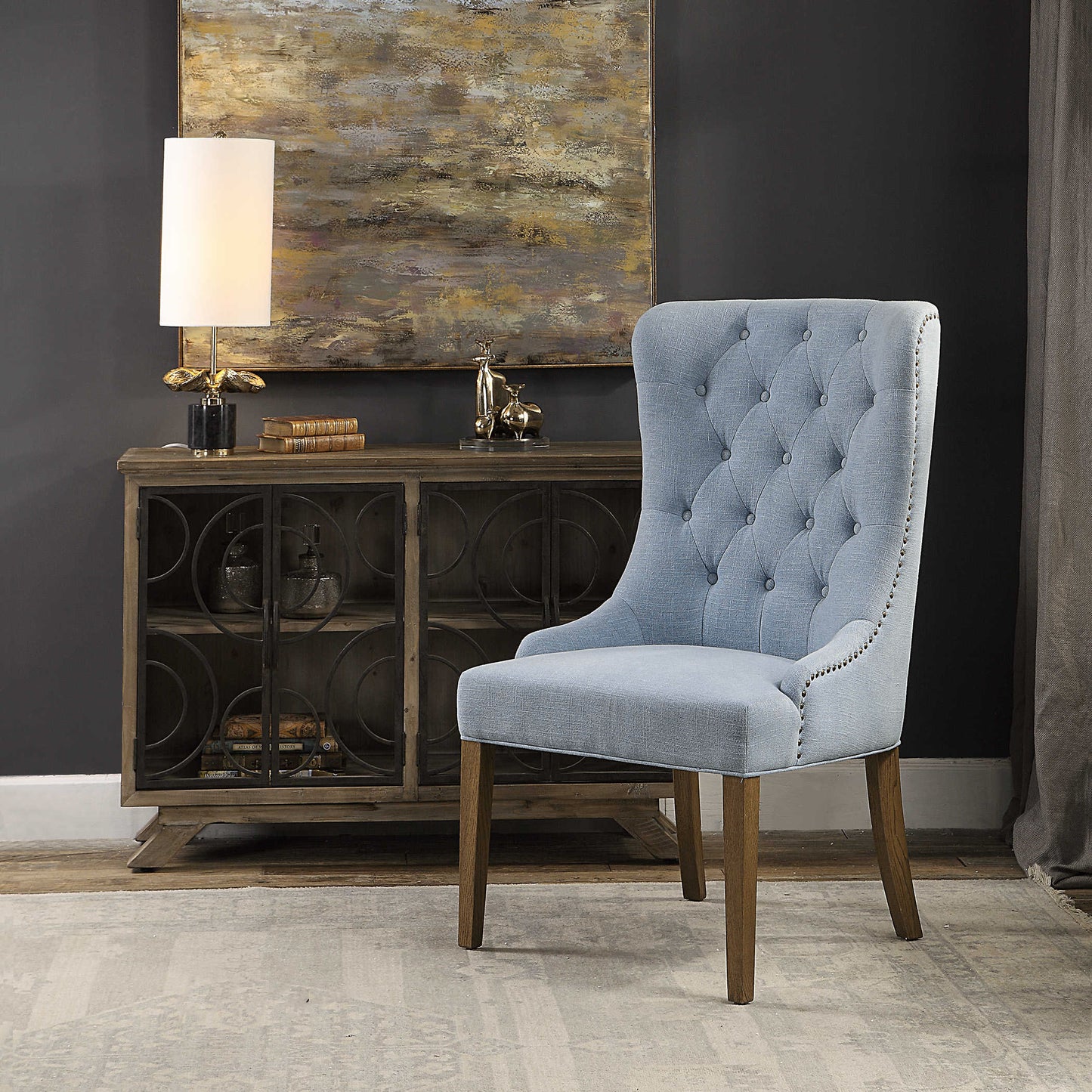 Uttermost 23473 Rioni Tufted Wing Chair