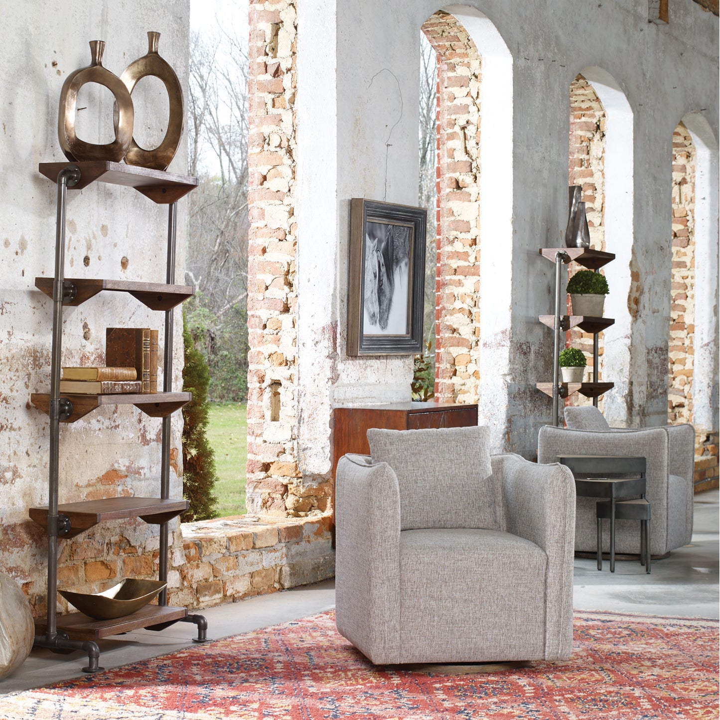 Uttermost 23492 Corben Gray Swivel Chair