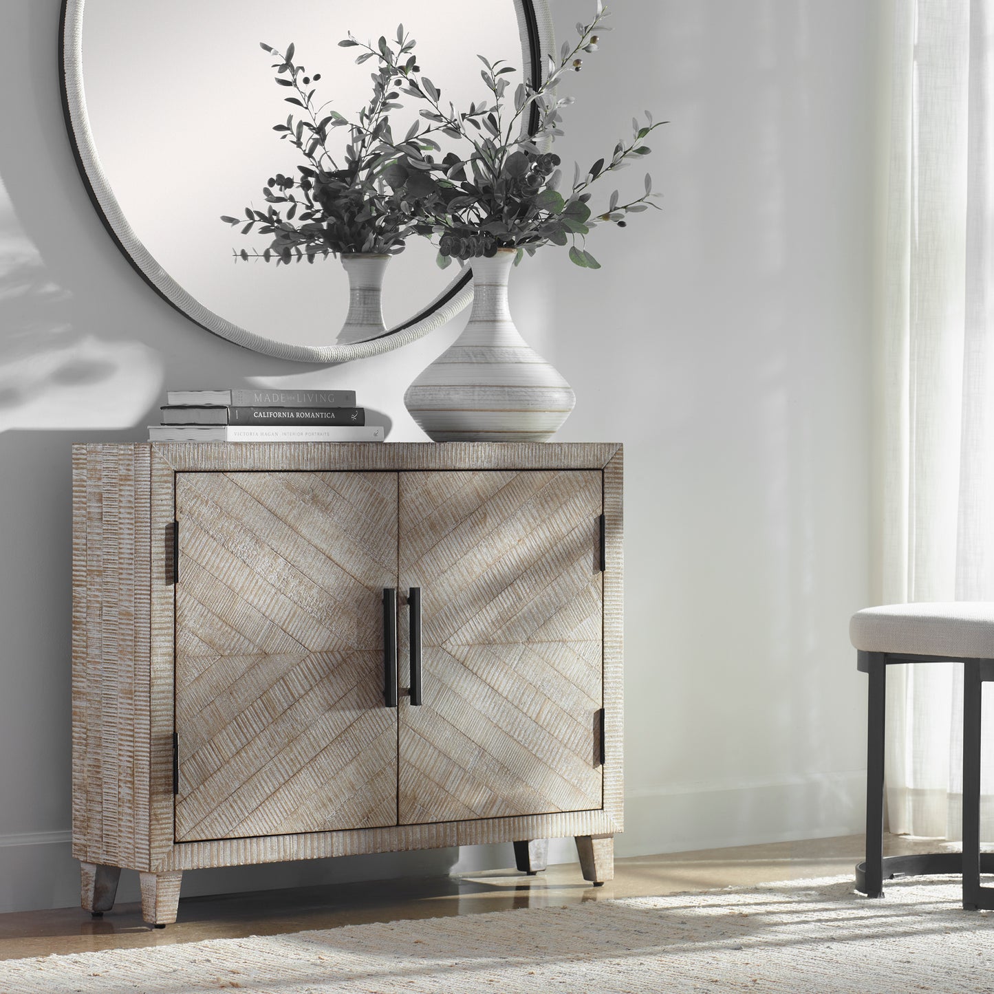 Uttermost 24873 Adalind White Washed Accent Cabinet
