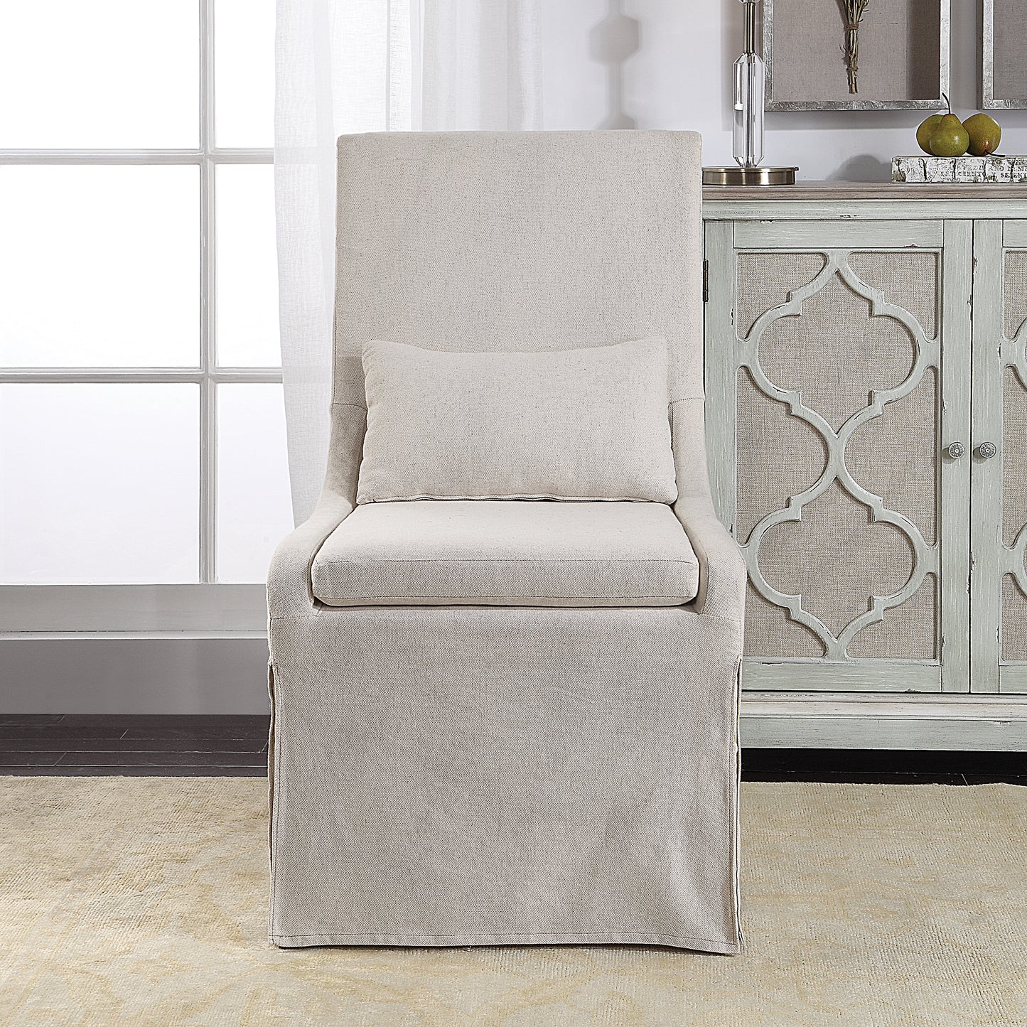 Uttermost 23493 Coley White Linen Armless Chair