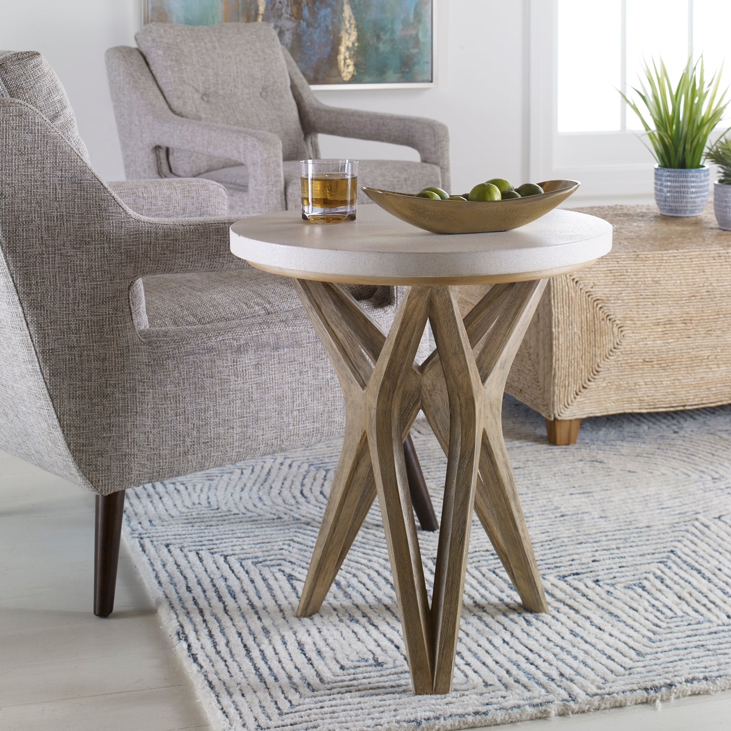 Uttermost 25437 Marnie Limestone Side Table