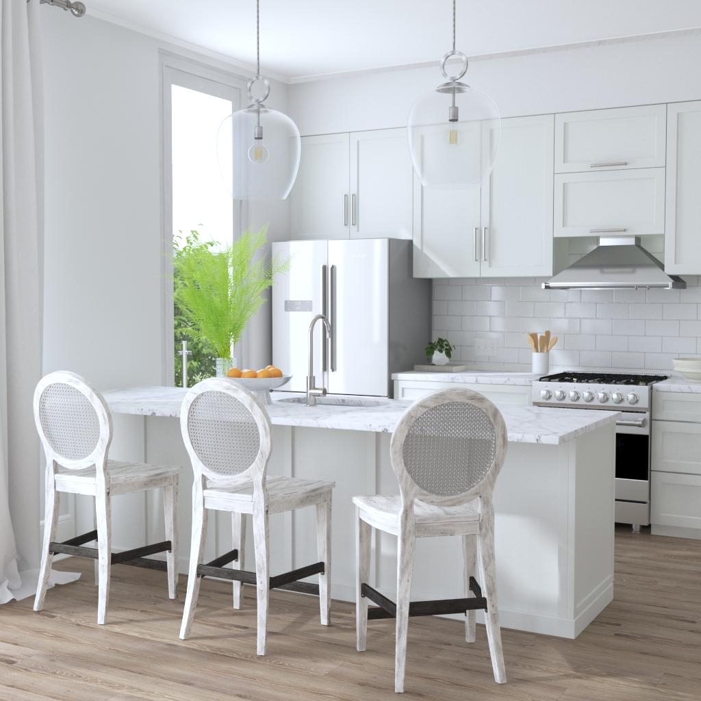 Uttermost 25438 Clarion Aged White Counter Stool