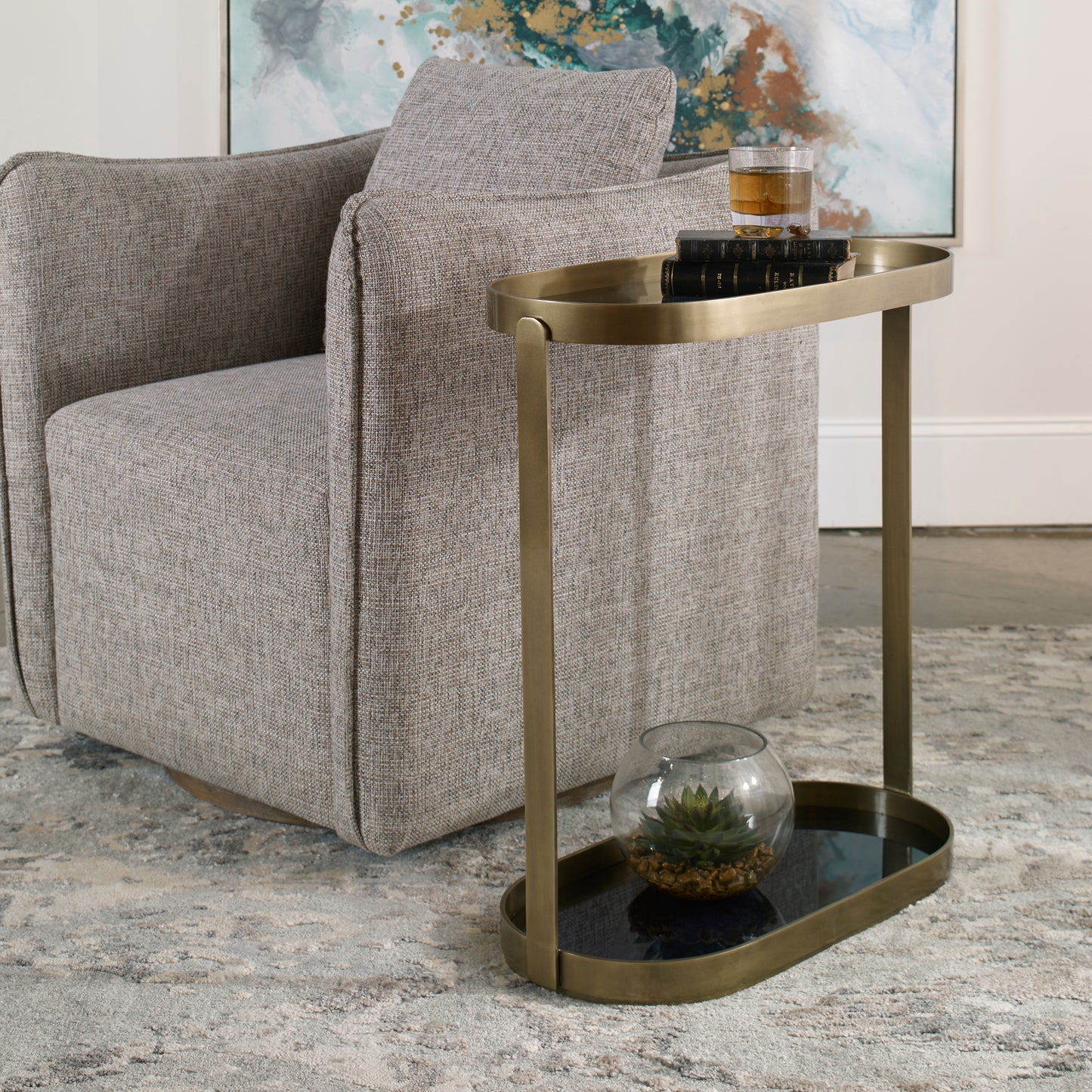 Uttermost 25081 Adia Antique Gold Accent Table