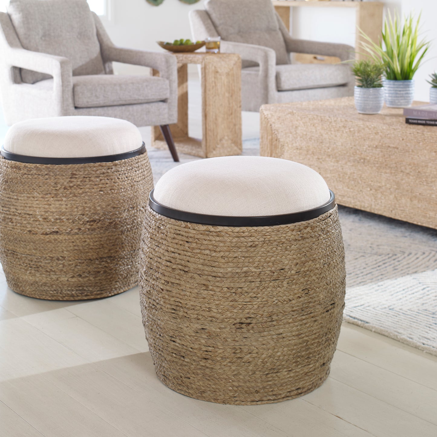 Uttermost 23582 Island Straw Accent Stool