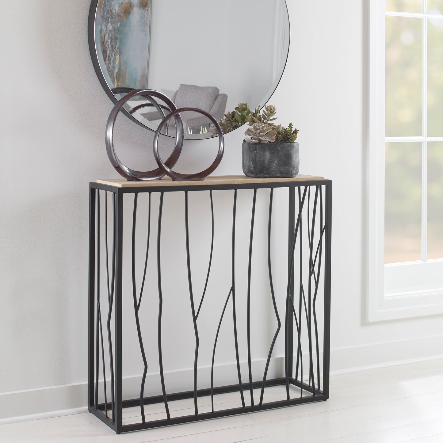Uttermost 25104 Reed Travertine Console Table