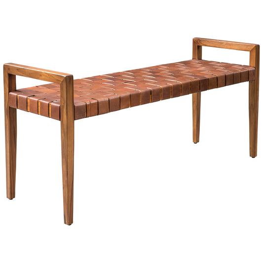 Uttermost 25474 Plait Woven Leather Bench