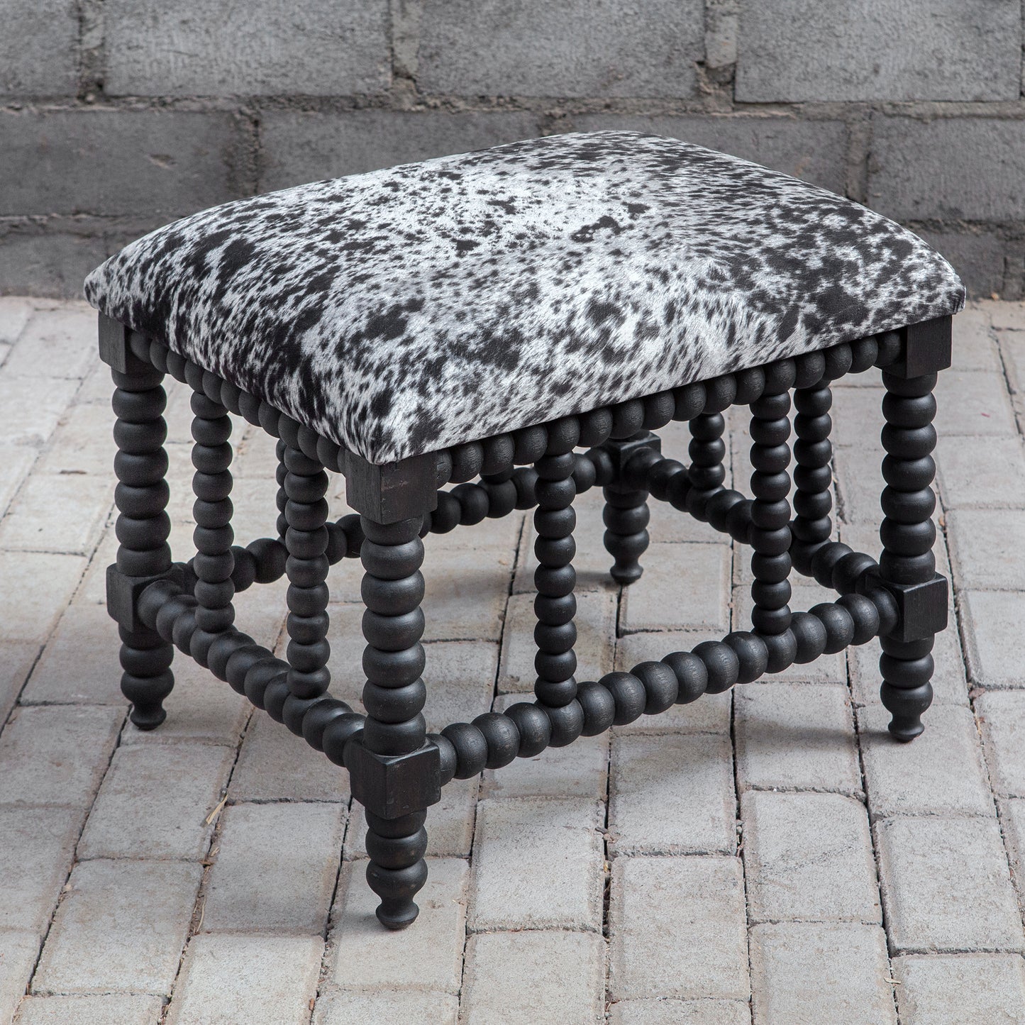 Uttermost 23589 Rancho Faux Cow Hide Small Bench