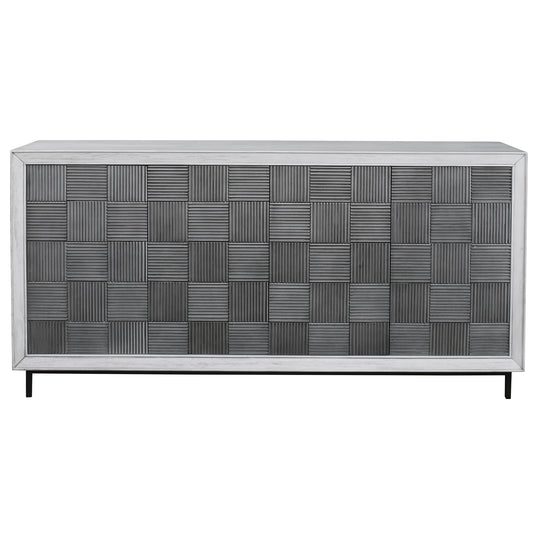 Uttermost 25489 Checkerboard 4 Door Gray Cabinet