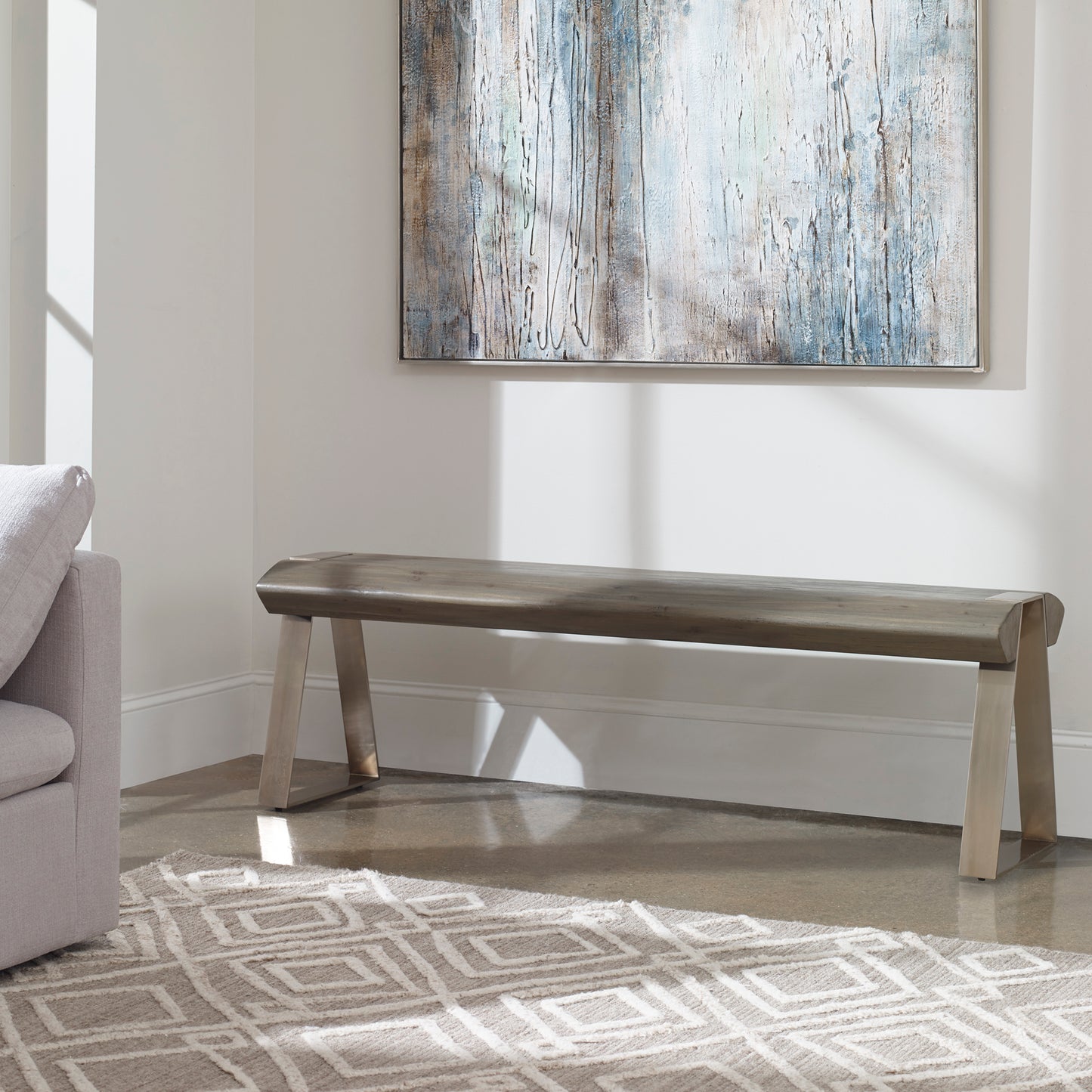 Uttermost 25118 Acai Light Gray Bench