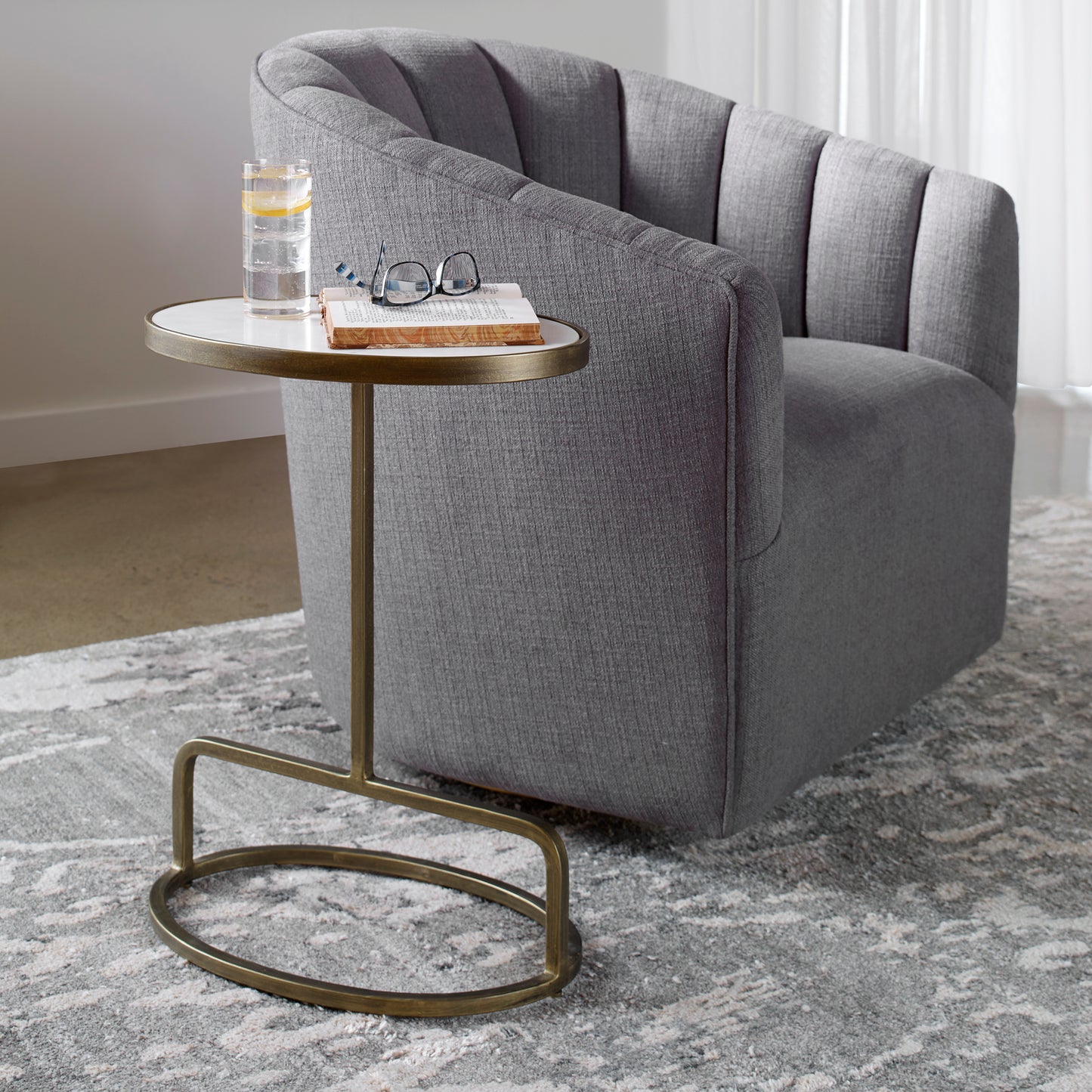 Uttermost 25135 Jessenia White Marble Accent Table