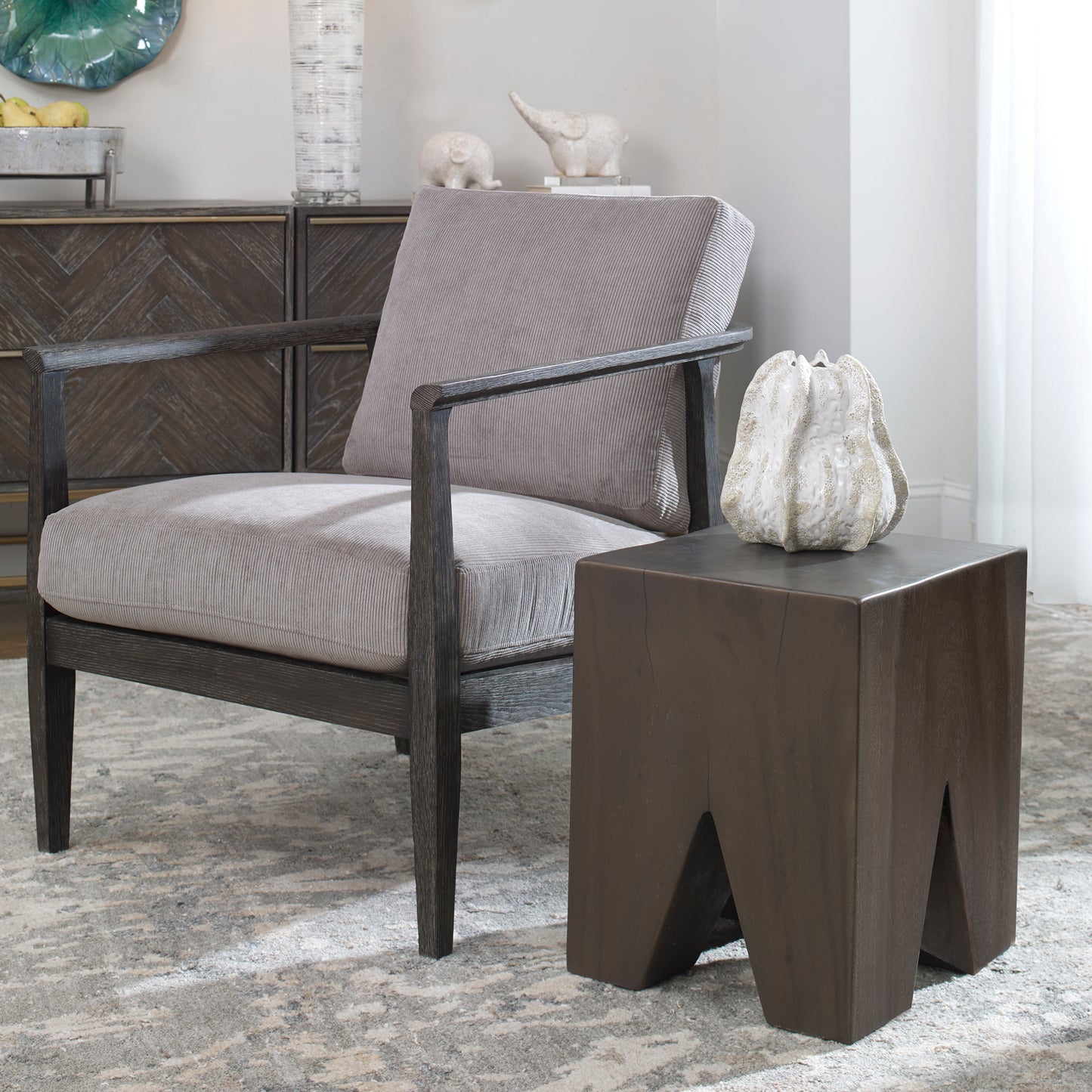 Uttermost 25133 Armin Solid Wood Accent Stool