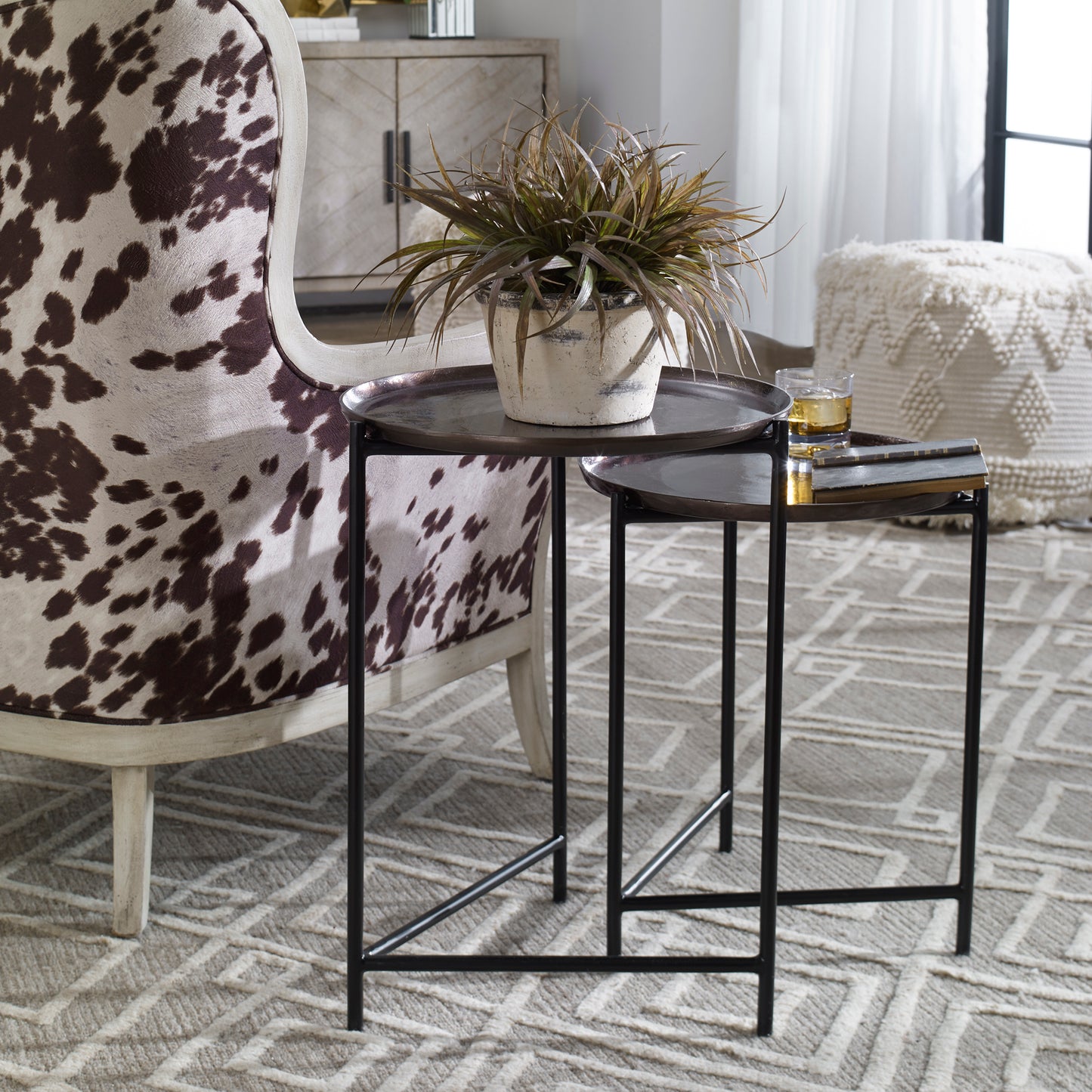 Uttermost 25151 Burnett Dark Nickel Nesting Tables, S/2