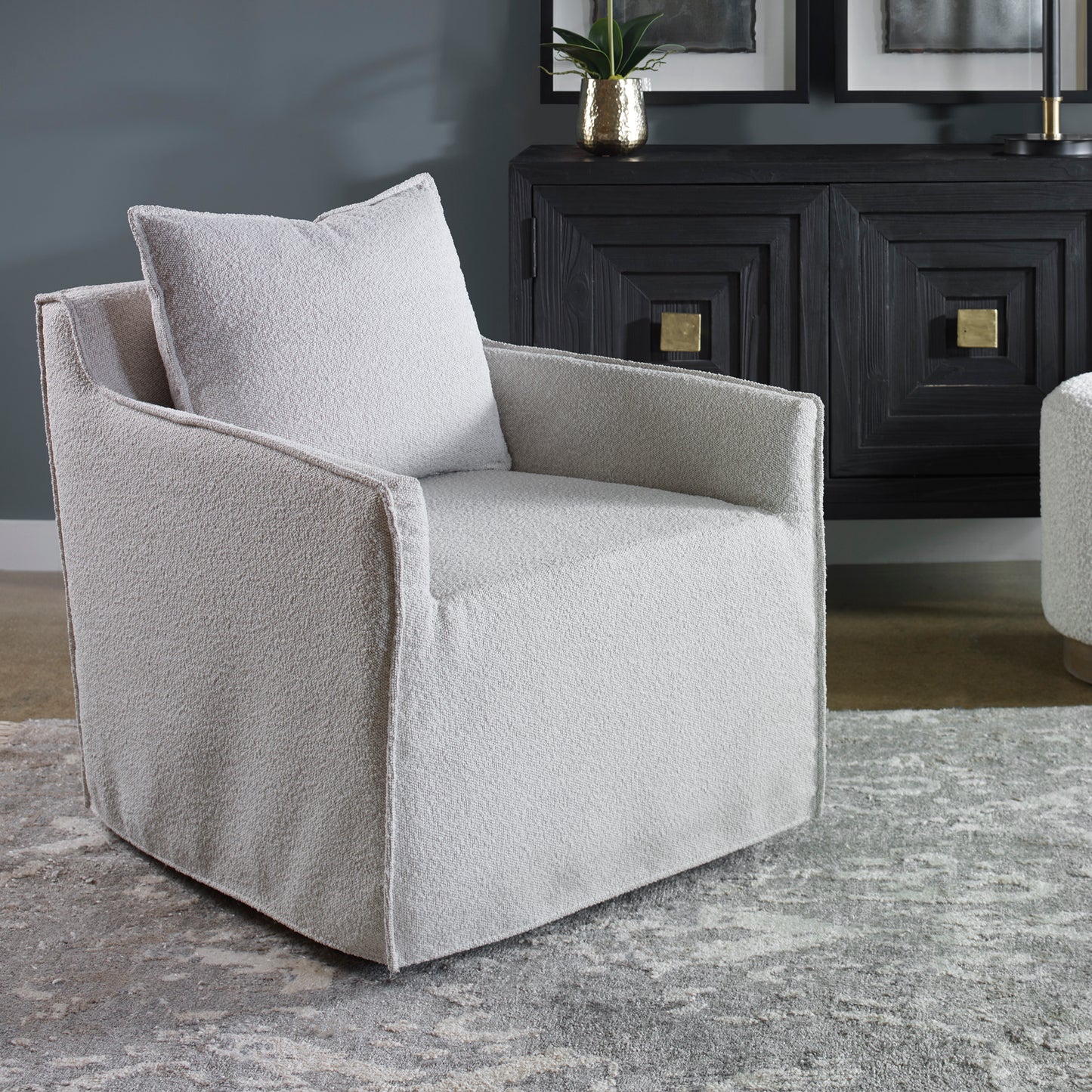 Uttermost 23658 Welland Gray Swivel Chair