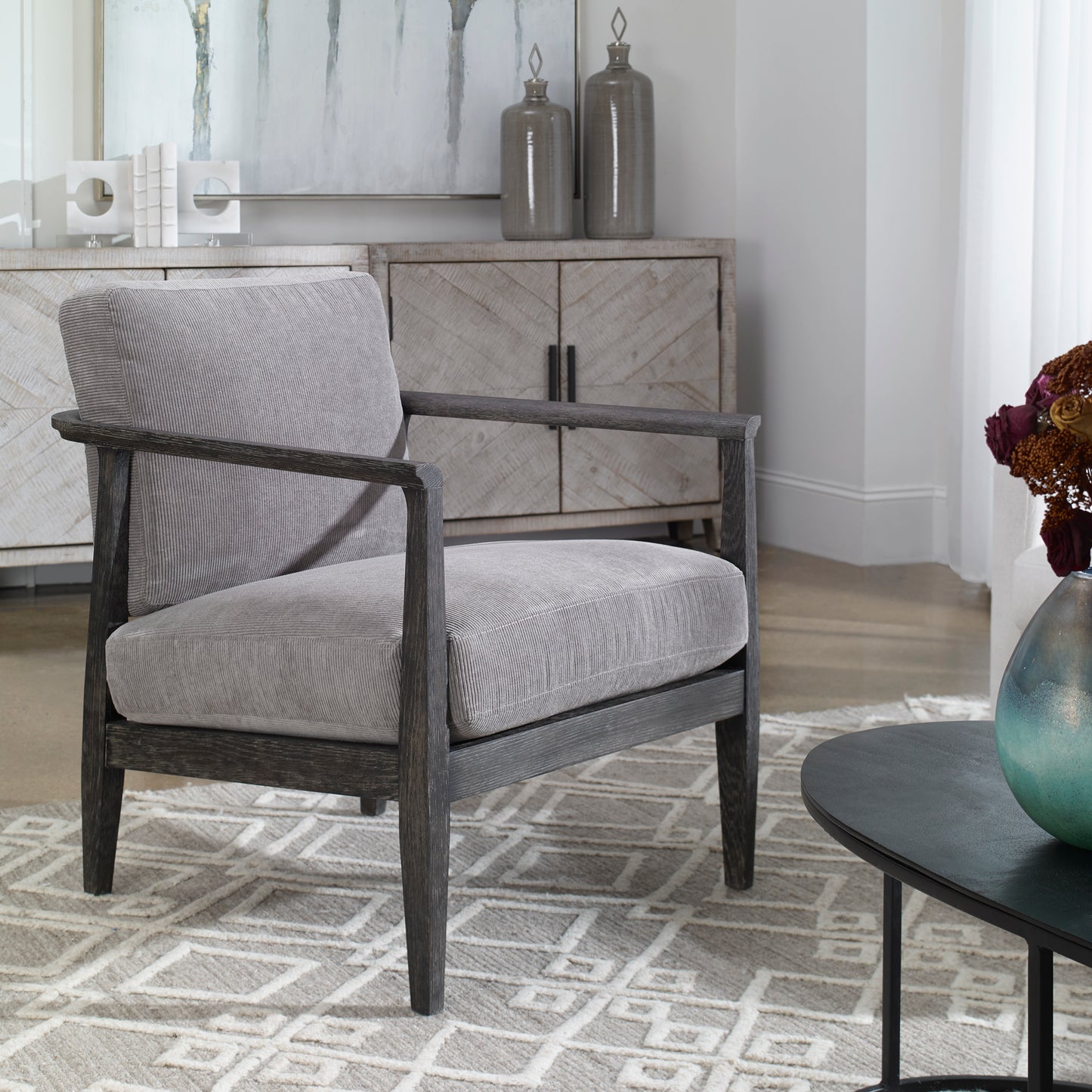Uttermost 23657 Brunei Modern Gray Accent Chair