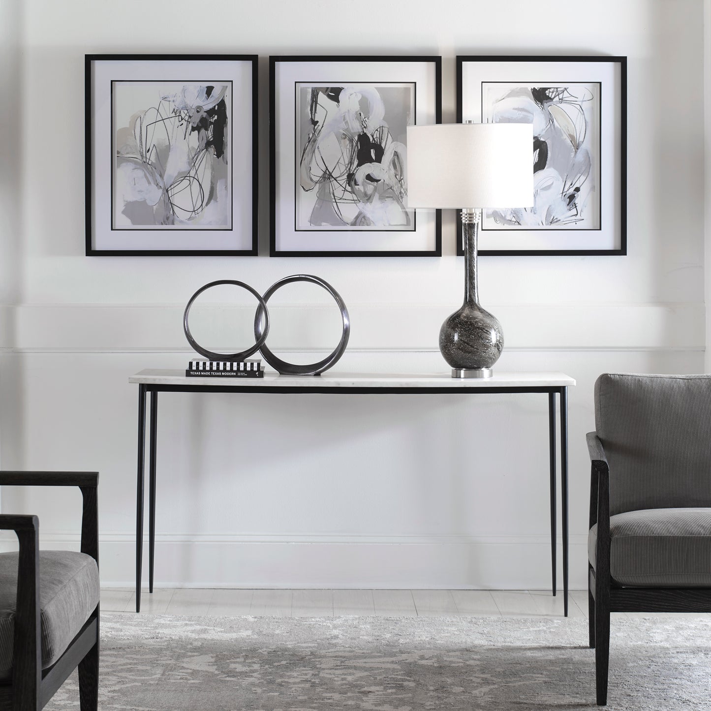 Uttermost 25173 Nightfall White Marble Console Table
