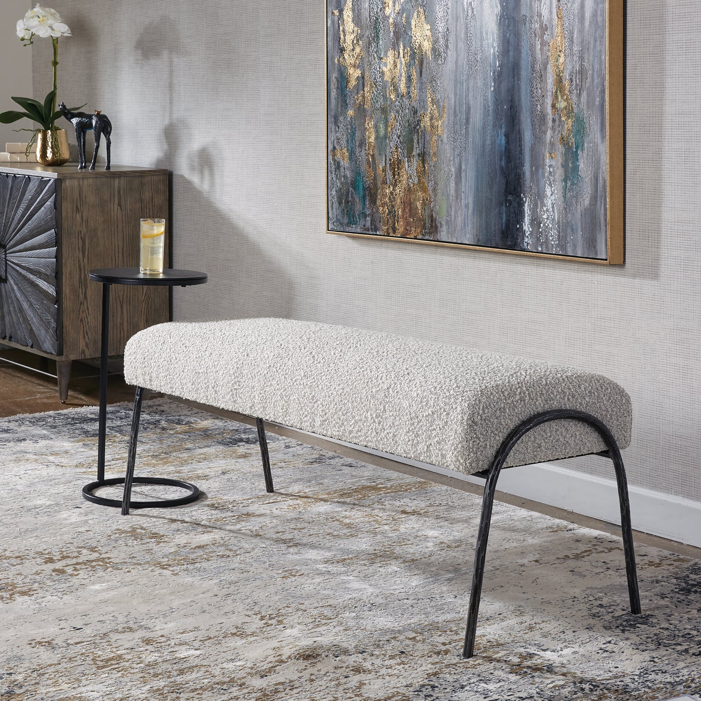 Uttermost 23685 Jacobsen Modern Gray Bench
