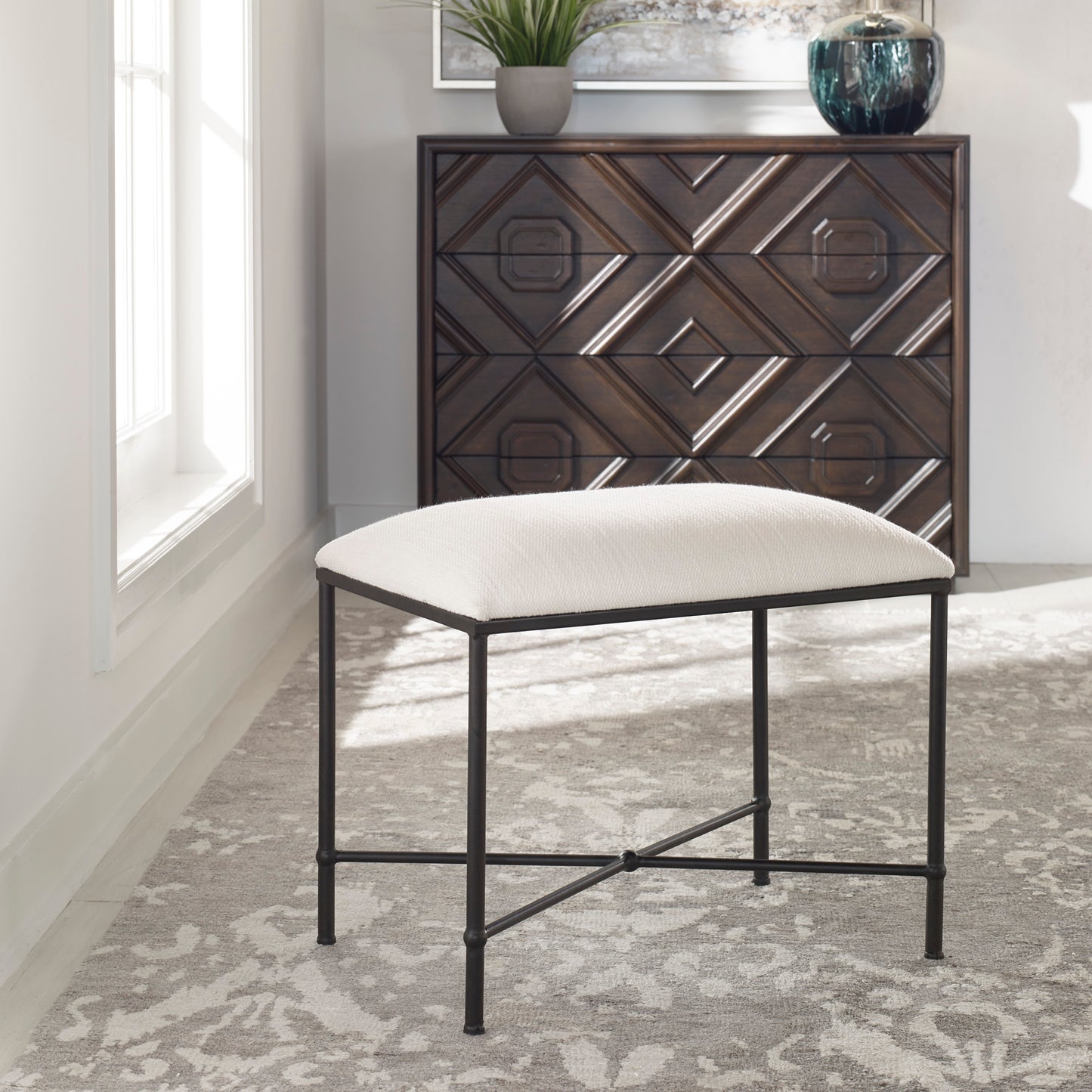 Uttermost 23680 Avenham Small Black Framed Bench