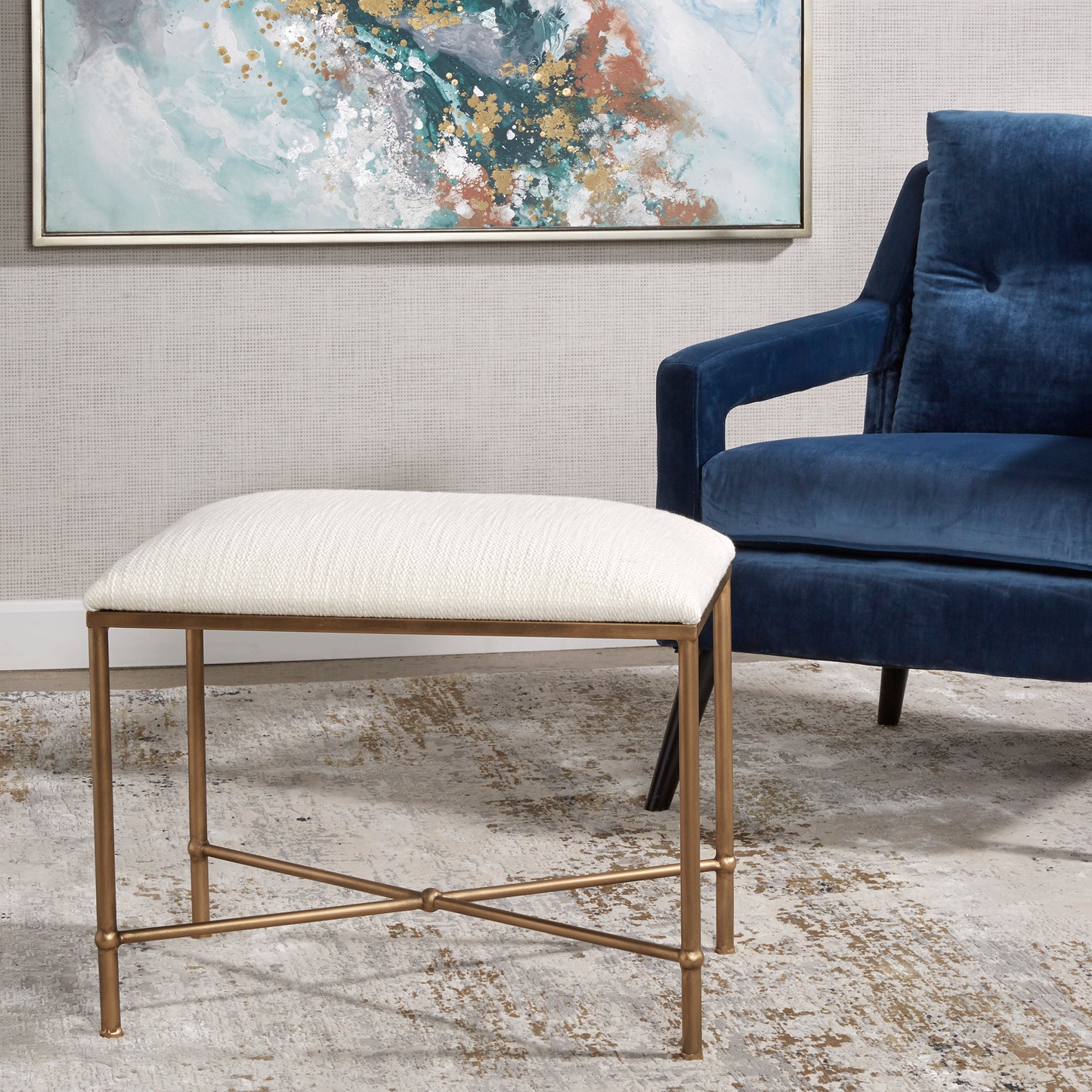 Uttermost 23689 Avenham Small Gold Framed Bench