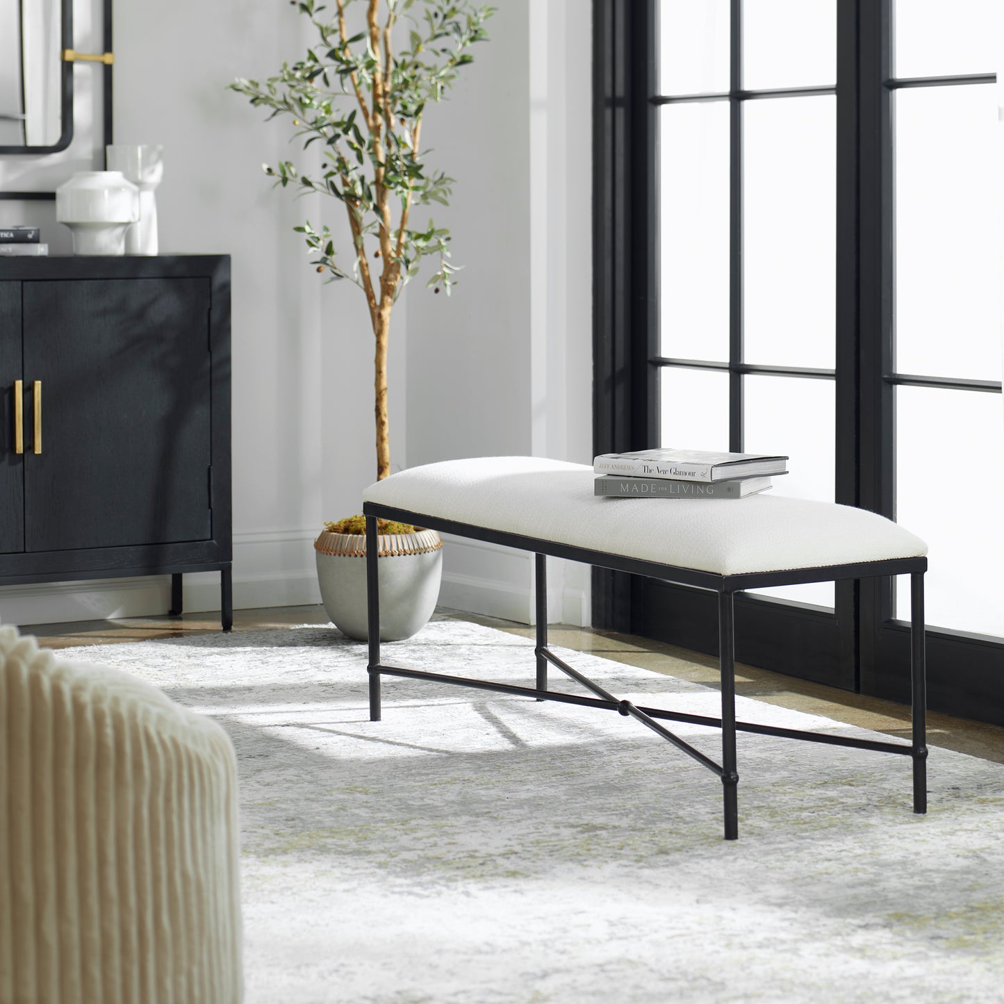 Uttermost 23688 Avenham Black Framed Bench
