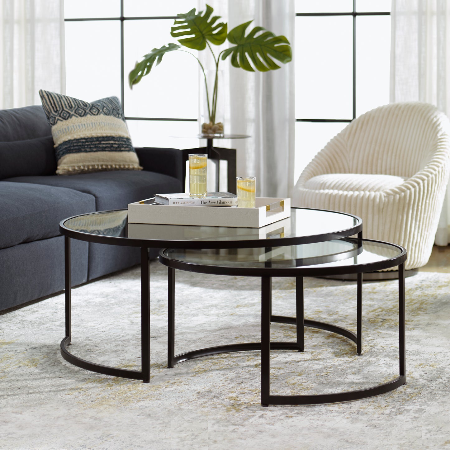 Uttermost 25190 Rhea Black Nesting Coffee Tables S/2