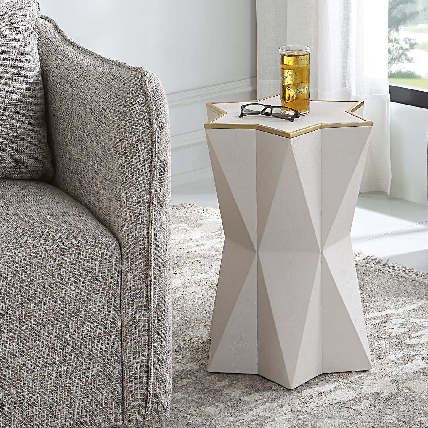 Uttermost 25200 Capella White Accent Table