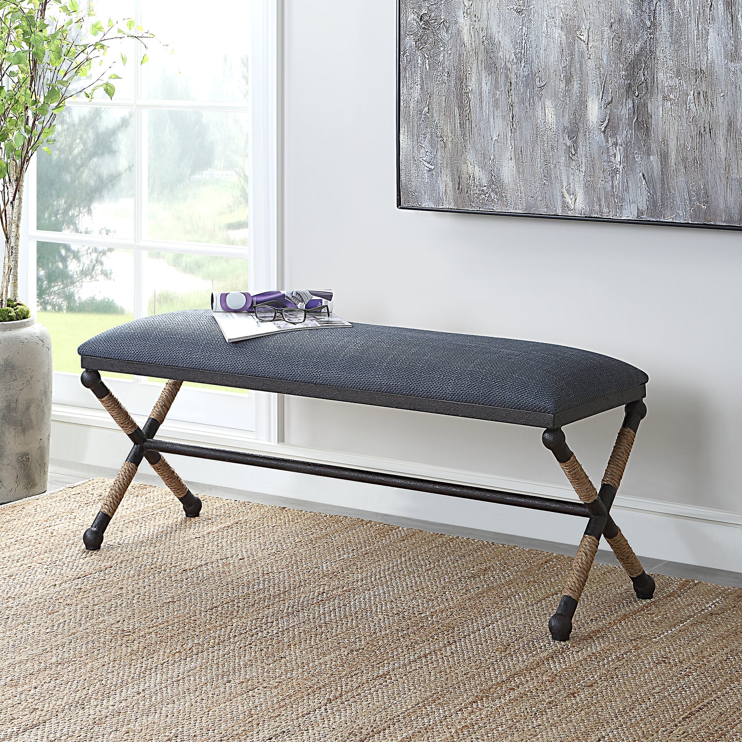 Uttermost 23713 Firth Rustic Navy Bench