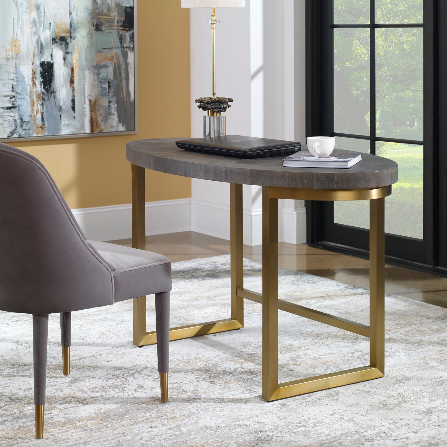Uttermost 25198 Taja Walnut Oval Desk