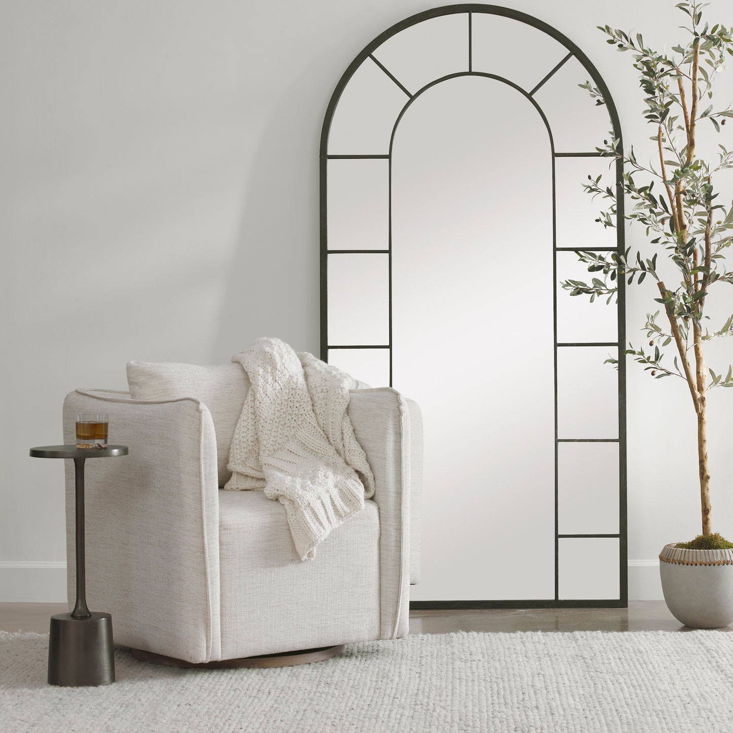 Uttermost 23729 Corben White Swivel Armchair
