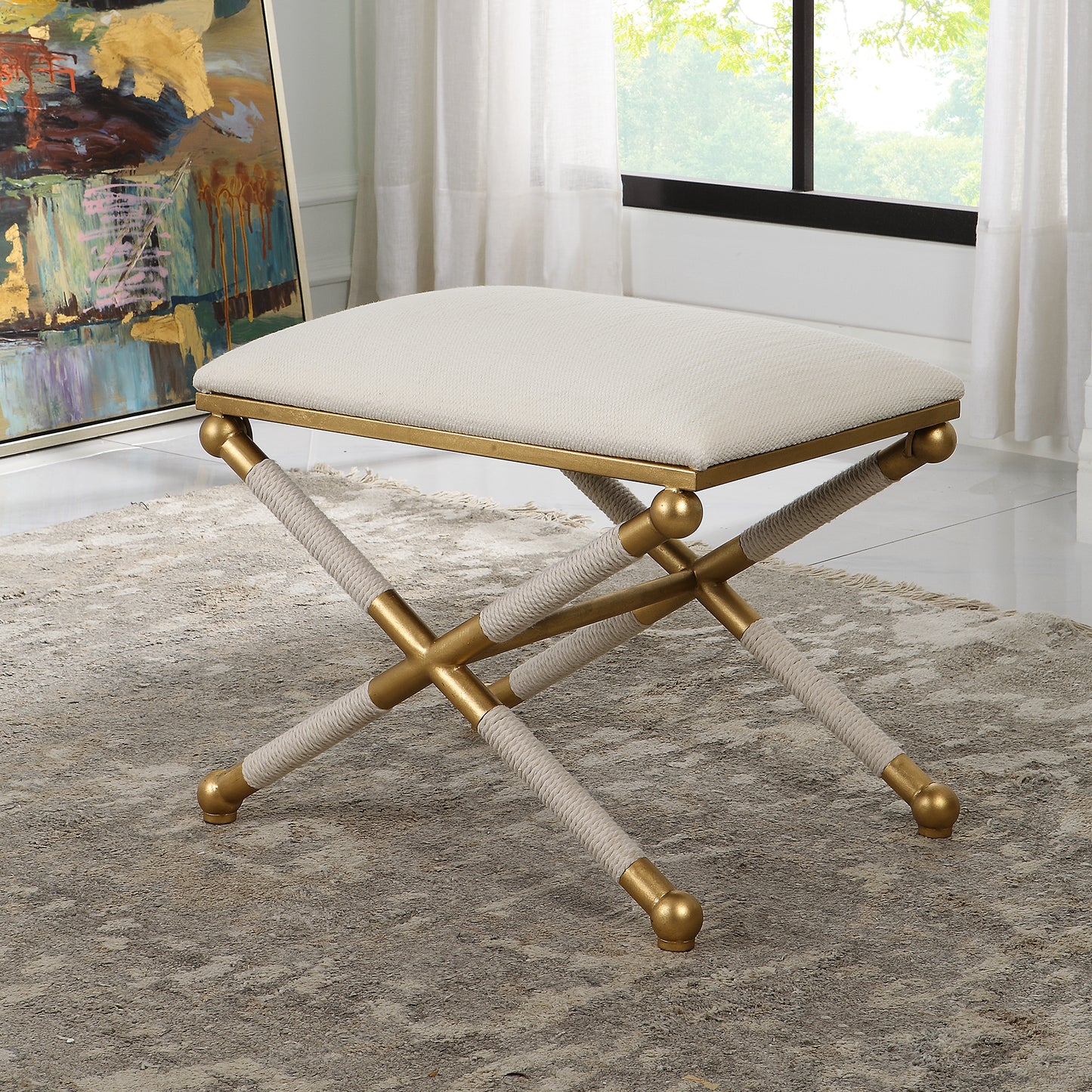 Uttermost 23732 Socialite White Small Bench